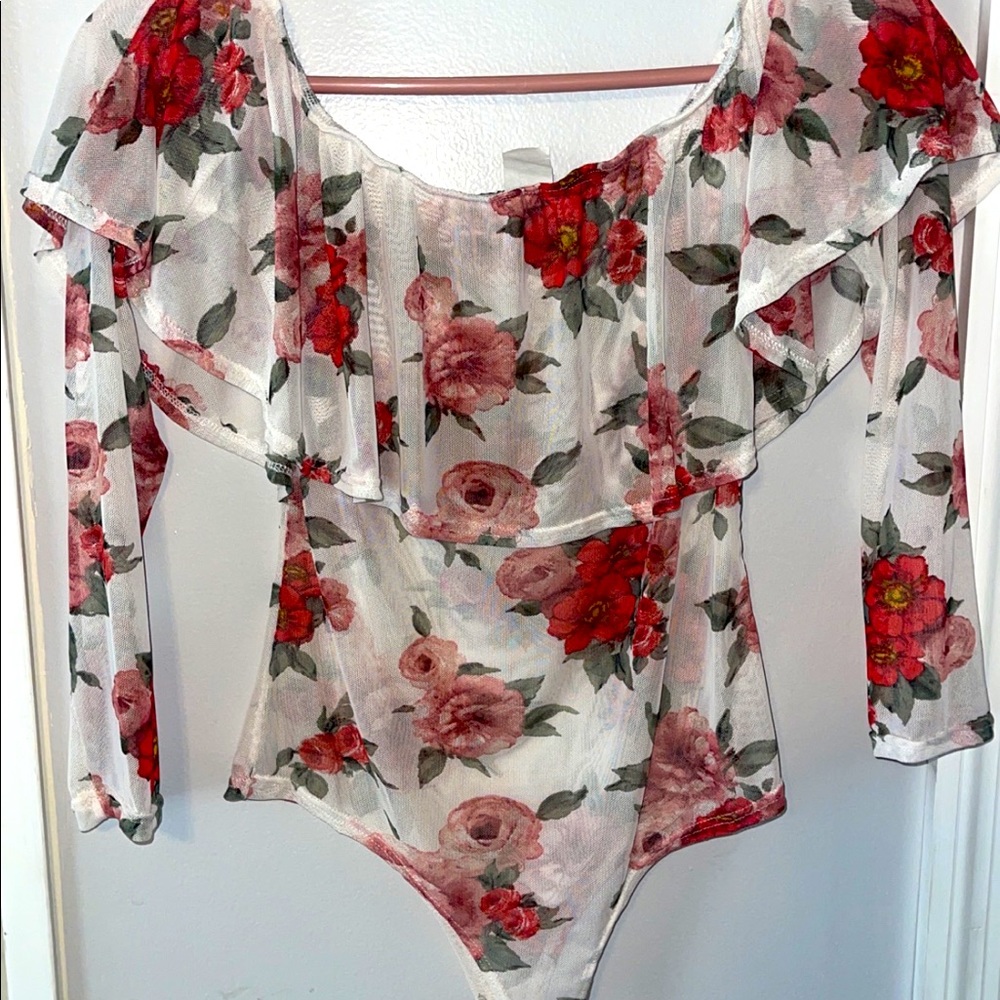 Sheer floral bodysuit!